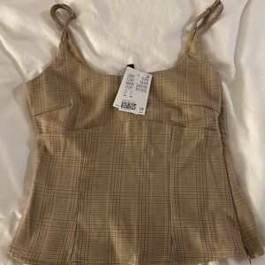 Plaid Tan Women's Top